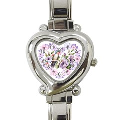 Hummingbird In Floral Heart Heart Italian Charm Watch by augustinet