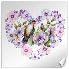 Hummingbird In Floral Heart Canvas 12  X 12  by augustinet