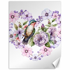 Hummingbird In Floral Heart Canvas 12  X 16  by augustinet