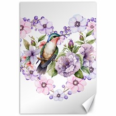 Hummingbird In Floral Heart Canvas 12  X 18  by augustinet