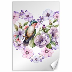 Hummingbird In Floral Heart Canvas 24  X 36  by augustinet