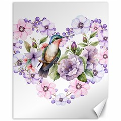 Hummingbird In Floral Heart Canvas 11  X 14  by augustinet