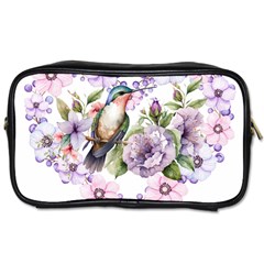 Hummingbird In Floral Heart Toiletries Bag (one Side) by augustinet