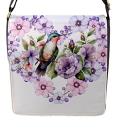 Hummingbird In Floral Heart Flap Closure Messenger Bag (s) by augustinet