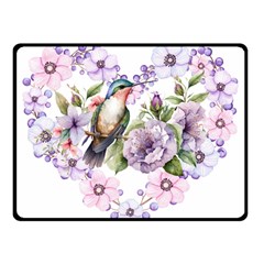 Hummingbird In Floral Heart Fleece Blanket (small) by augustinet
