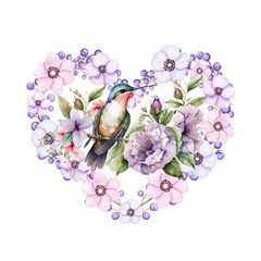 Hummingbird In Floral Heart Pop Socket by augustinet