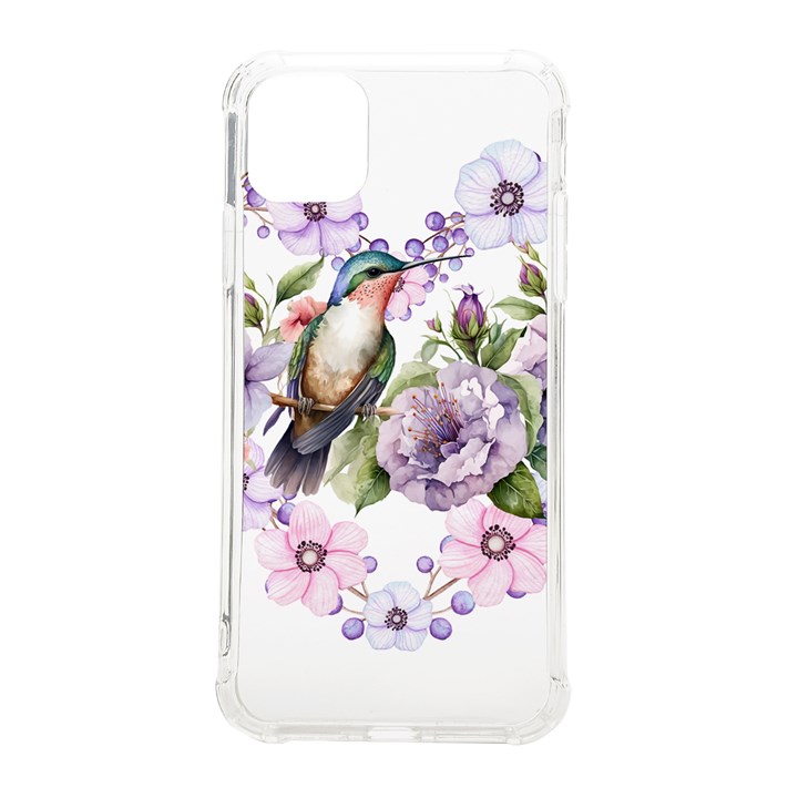 Hummingbird in floral heart iPhone 11 Pro Max 6.5 Inch TPU UV Print Case