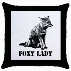 Foxy Lady Concept Illustration Throw Pillow Case (black) by dflcprintsclothing