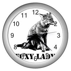 Foxy Lady Concept Illustration Wall Clock (silver) by dflcprintsclothing