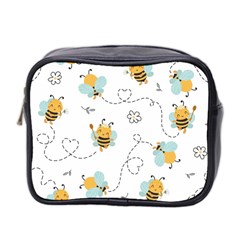 Bee Art Pattern Design Wallpaper Background Print Mini Toiletries Bag (two Sides) by Ravend
