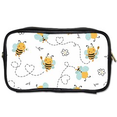 Bee Art Pattern Design Wallpaper Background Print Toiletries Bag (two Sides)