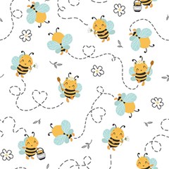 Bee Art Pattern Design Wallpaper Background Print Play Mat (square)