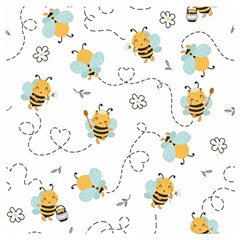 Bee Art Pattern Design Wallpaper Background Print Wooden Puzzle Square by Ravend