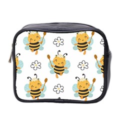 Art Bee Pattern Design Wallpaper Background Mini Toiletries Bag (two Sides) by Ravend