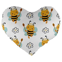 Art Bee Pattern Design Wallpaper Background Large 19  Premium Heart Shape Cushions by Ravend