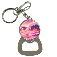 Ai Generated Waves Ocean Sea Tsunami Nautical Red Yellow Bottle Opener Key Chain