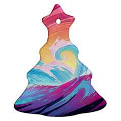 Ai Generated Waves Ocean Sea Tsunami Nautical Ornament (christmas Tree) 