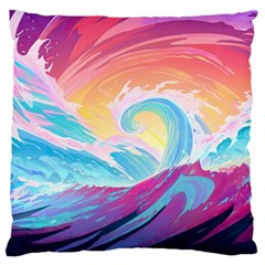 Ai Generated Waves Ocean Sea Tsunami Nautical Large Cushion Case (one Side)