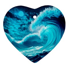 Ai Generated Waves Ocean Sea Tsunami Nautical Sea Ornament (heart)