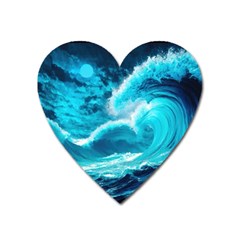 Ai Generated Waves Ocean Sea Tsunami Nautical Sea Heart Magnet by Ravend