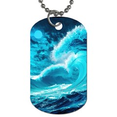 Ai Generated Waves Ocean Sea Tsunami Nautical Sea Dog Tag (two Sides)