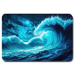 Ai Generated Waves Ocean Sea Tsunami Nautical Sea Large Doormat by Ravend