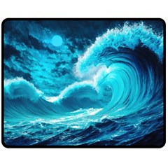 Ai Generated Waves Ocean Sea Tsunami Nautical Sea Fleece Blanket (medium) by Ravend