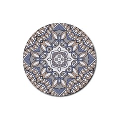 Flower Art Decorative Mandala Pattern Ornamental Rubber Coaster (round) by Ravend