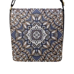 Flower Art Decorative Mandala Pattern Ornamental Flap Closure Messenger Bag (l)