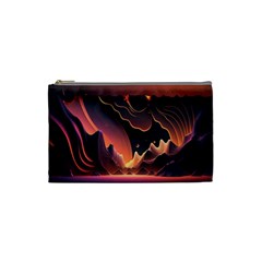 Fire Flame Burn Hot Heat Light Burning Orange Cosmetic Bag (small)