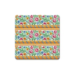 Flower Fabric Fabric Design Fabric Pattern Art Square Magnet