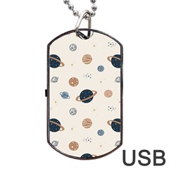 Space Planets Art Pattern Design Wallpaper Dog Tag Usb Flash (two Sides)