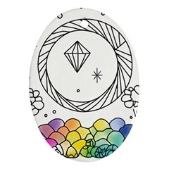 Rainbow Fun Cute Minimal Doodle Drawing Oval Ornament (two Sides)