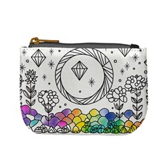 Rainbow Fun Cute Minimal Doodle Drawing Mini Coin Purse