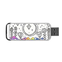 Rainbow Fun Cute Minimal Doodle Drawing Portable Usb Flash (one Side)