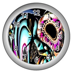 Garden Flower Nature Digital Art Abstract Wall Clock (silver) by Ravend