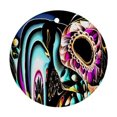 Garden Flower Nature Digital Art Abstract Round Ornament (two Sides)