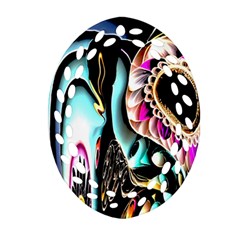 Garden Flower Nature Digital Art Abstract Oval Filigree Ornament (two Sides)