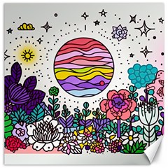 Rainbow Fun Cute Minimal Doodle Drawing Unique Canvas 20  X 20 