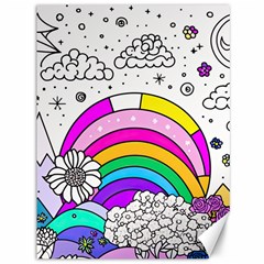 Rainbow Fun Cute Minimal Doodle Drawing Art Canvas 36  X 48  by Ravend