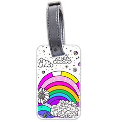 Rainbow Fun Cute Minimal Doodle Drawing Art Luggage Tag (two Sides) by Ravend