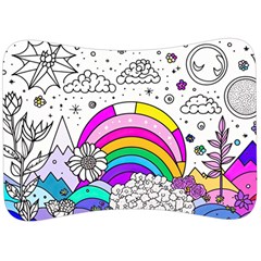 Rainbow Fun Cute Minimal Doodle Drawing Art Velour Seat Head Rest Cushion