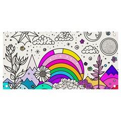 Rainbow Fun Cute Minimal Doodle Drawing Art Banner And Sign 4  X 2 