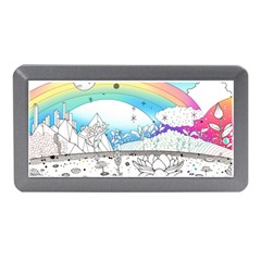 Rainbow Fun Cute Minimal Doodle Drawing Arts Memory Card Reader (mini)