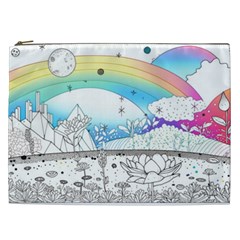 Rainbow Fun Cute Minimal Doodle Drawing Arts Cosmetic Bag (xxl)