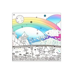 Rainbow Fun Cute Minimal Doodle Drawing Arts Satin Bandana Scarf 22  X 22  by Ravend