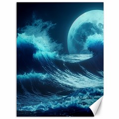 Moonlight High Tide Storm Tsunami Waves Ocean Sea Canvas 36  X 48 