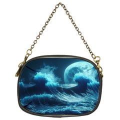 Moonlight High Tide Storm Tsunami Waves Ocean Sea Chain Purse (two Sides)