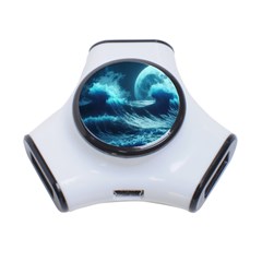 Moonlight High Tide Storm Tsunami Waves Ocean Sea 3-port Usb Hub by Ravend