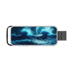 Moonlight High Tide Storm Tsunami Waves Ocean Sea Portable Usb Flash (two Sides)